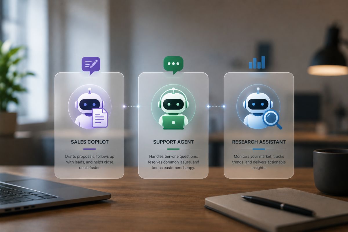 Custom AI Agents Custom AI agent assisting a business team